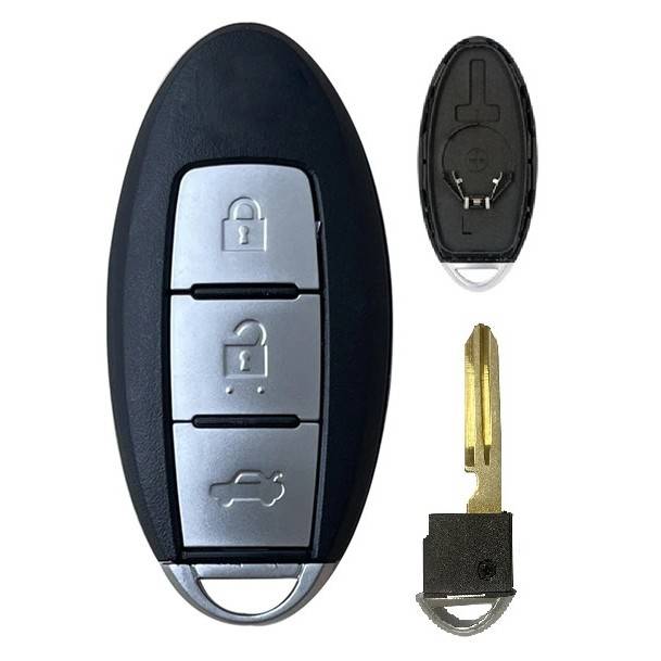 Корпус смарт ключа NISSAN 3 кнопки + вставка NSN14, бат.центр, с лого — для бизнеса и офиса