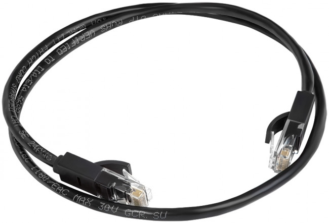 Greenconnect Патч-корд прямой, малодымный LSZH 2.0m UTP кат.5e, черный, 24 AWG, литой, ethernet high speed 1 Гбит/с, RJ45, T568B, GCR-50675 Greenconnect RJ45(m) - RJ45(m) Cat. 5e U/UTP LSZH 2м чёрный