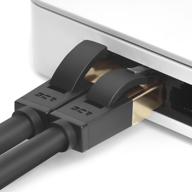 Greenconnect Патч-корд PROF категории 7 ethernet  0.15m F/FTP,  RJ45, CU, 28 AWG, литой, прямой , черный, экранированные коннекторы Greenconnect RJ45(m) - RJ45(m) Cat. 7 F/FTP PVC 0.15м чёрный