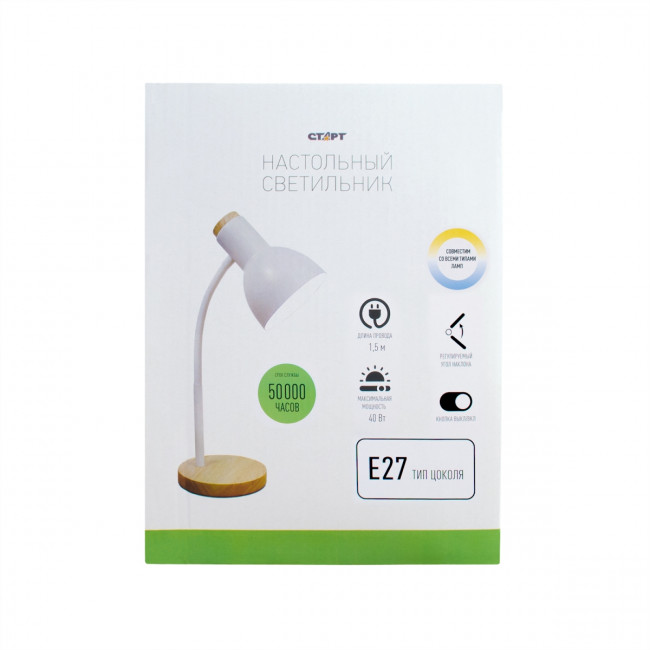 Светильник настольный СТАРТ CT84 белый цоколь E27 Светильник настольный СТАРТ CT84 белый цоколь E27