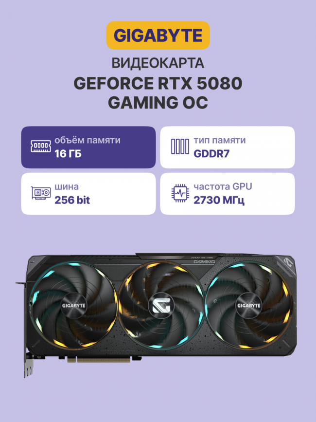 Видеокарта GIGABYTE GV-N5080GAMING OC-16 — для бизнеса и офиса Видеокарта GIGABYTE GV-N5080GAMING OC-16 — для бизнеса и офиса