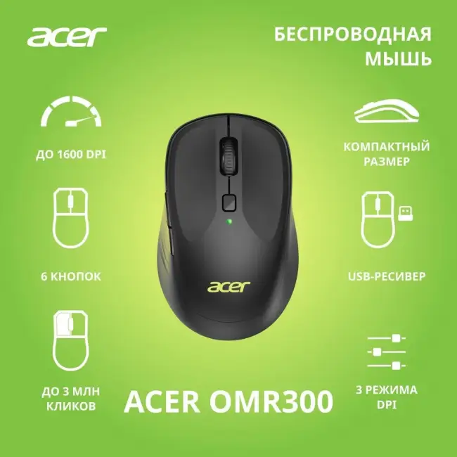 Мышь компьютерная ACER OMR300 (ZL.MCECC.01R) — для бизнеса и офиса