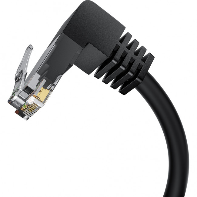 GCR Патч-корд прямой 20.0m UTP кат.5e, черный, нижний угол, литой, ethernet high speed, RJ45, T568B Greenconnect GCR-53959 — для бизнеса и офиса