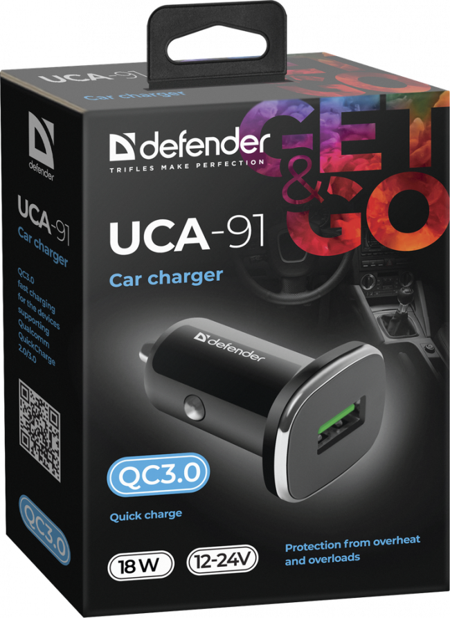 Defender Автомобильное ЗУ UCA-91 USB QC3.0, 18W Defender UCA-91 USB QC3.0, 18W — для бизнеса и офиса