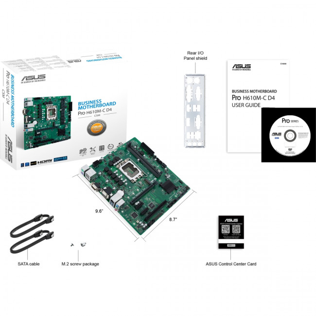 Материнская плата ASUS PRO H610M-C D4-CSM (90MB1A30-M0EAYC) — для бизнеса и офиса Материнская плата ASUS PRO H610M-C D4-CSM (90MB1A30-M0EAYC) — для бизнеса и офиса