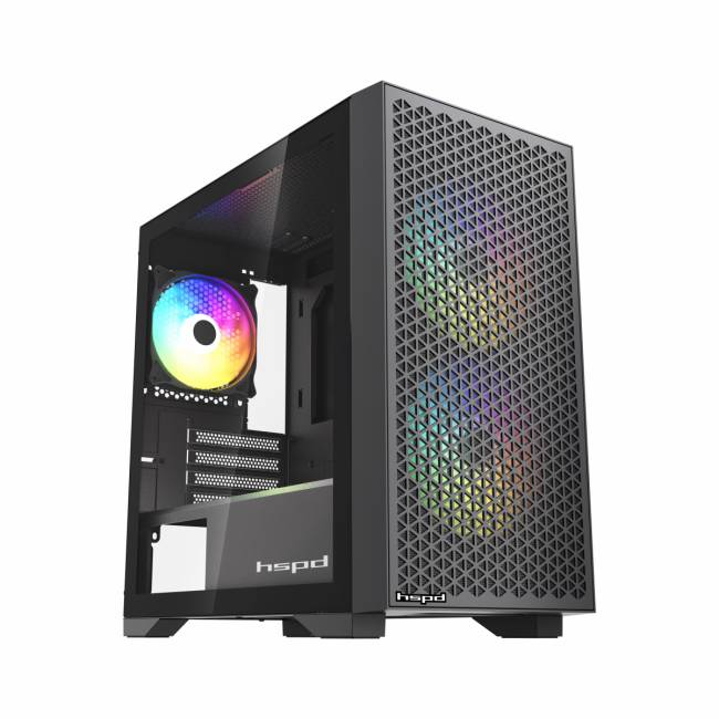 Корпус без блока питания HSPD M335-TGBK-ARGB — для бизнеса и офиса