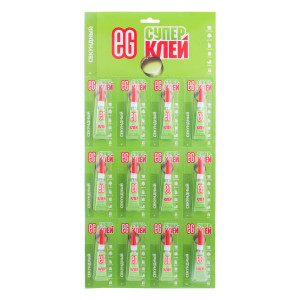 Секундный клей Еврогарант 3г, отрывная карта 12 шт Секундный клей Еврогарант 3г, отрывная карта 12 шт