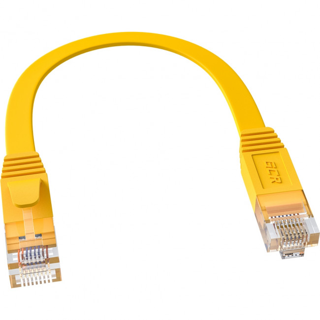 GCR Патч-корд PROF плоский прямой 0.3m, UTP медь кат.6, желтый, 30 AWG, ethernet high speed 10 Гбит/с, RJ45, T568B, GCR-53034 Greenconnect GCR-53034 — для бизнеса и офиса