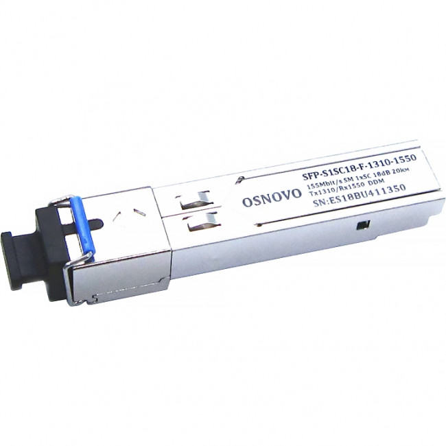 Трансивер OSNOVO SFP-S1SC18-F-1310-1550 — для бизнеса и офиса Трансивер OSNOVO SFP-S1SC18-F-1310-1550 — для бизнеса и офиса