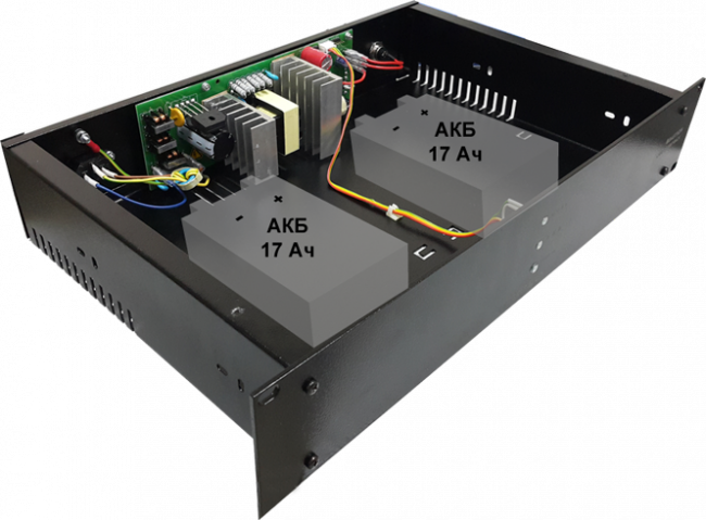 2143 СКАТ-2400И7 RACK источник питания 24В, 4А, высота 2U под 2 АКБ 7-17 Ач. СС ТР ПБ Бастион СКАТ-2400И7 RACK