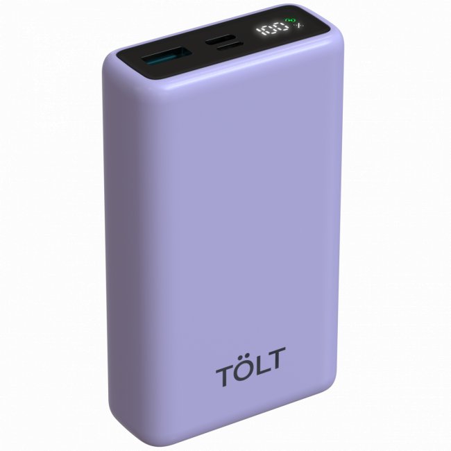 Портативный аккумулятор  TOLT Lit LT-LP10T, 10000mAh, 22,5W, fast charging and PD, violet TÖLT LT-LP10T — для бизнеса и офиса