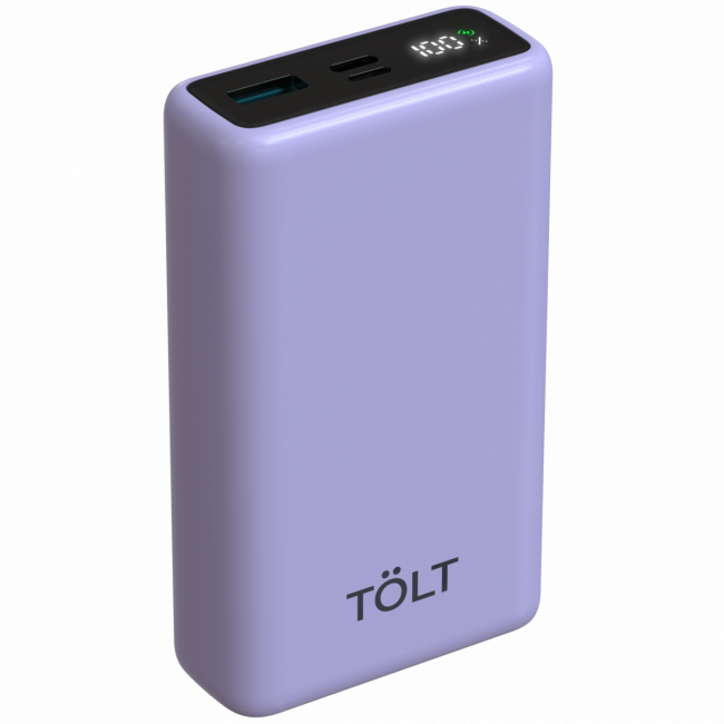 Портативный аккумулятор  TOLT Lit LT-LP10T, 10000mAh, 22,5W, fast charging and PD, violet TÖLT LT-LP10T — для бизнеса и офиса