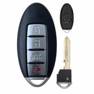 Корпус смарт ключа NISSAN 3+1 кнопка + вставка NSN14, бат. центр, с лого