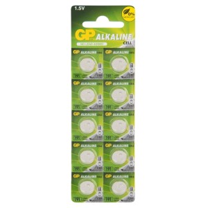 Алкалиновые пуговичные батарейки GP 191A - 10 шт., каждая в своем отрывном блистере GP 191A (4891199015526) Алкалиновые пуговичные батарейки GP 191A - 10 шт., каждая в своем отрывном блистере GP 191A (4891199015526)