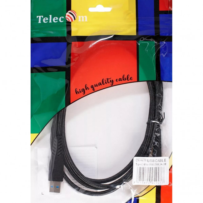 Кабель-адаптер USB 3.1 Type-Cm --> USB 3.0 Am, 2метра  Telecom <TC402B-2M> Адаптер-переходник Telecom USB 3.1 Type C M/USB 3.0 Type A M(TC402B-2M) — для бизнеса и офиса
