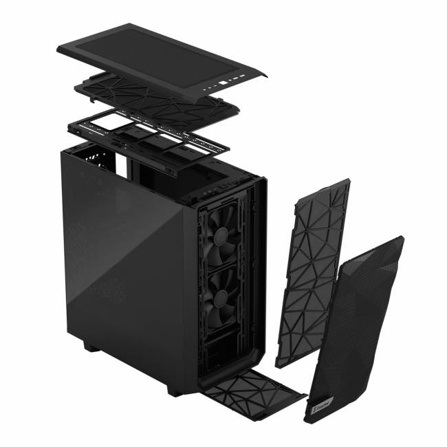 Корпус ПК без блока питания Fractal Design Case Meshify 2 Compact Black, Dark Tempered Glass — для бизнеса и офиса