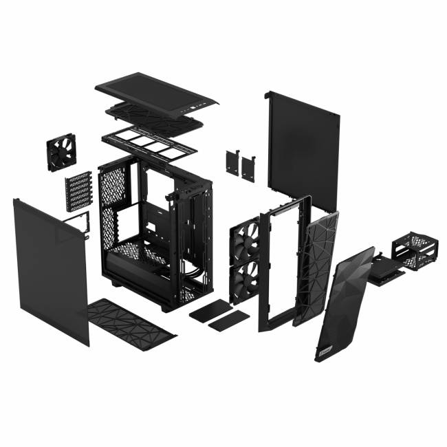 Корпус ПК без блока питания Fractal Design Case Meshify 2 Compact Black, Dark Tempered Glass — для бизнеса и офиса