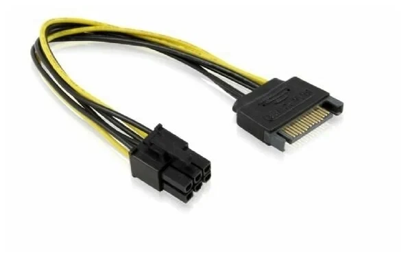 Кабель SATA питания 0.15 m GCR GC- ST218 SATA 15pin / ATX 6pin, медь, пакет Greenconnect GC-ST218