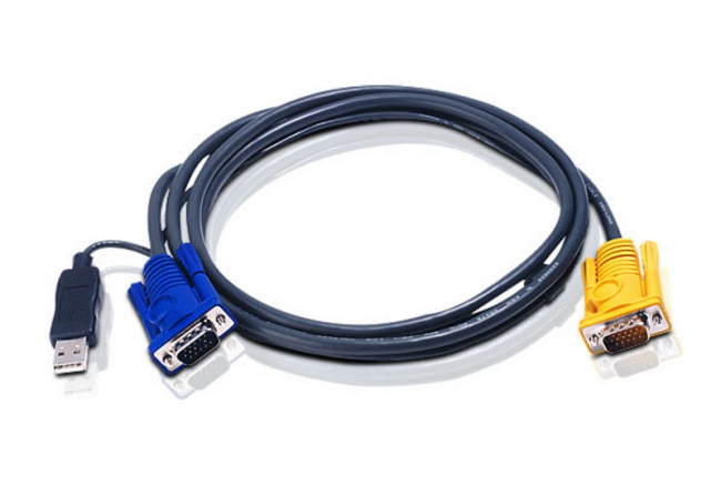 Шнур, мон., клав.+мышь USB, SPHD15=>HD DB15+USB A-Тип, Male-2xMale,  8+4 проводов, опрессованный,   3 метр., черный ATEN 2L-5203UP — для бизнеса и офиса