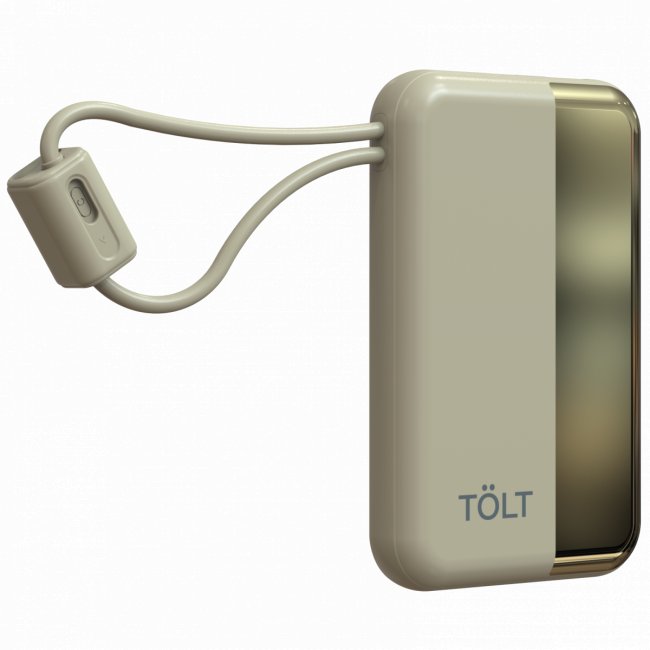 Портативный аккумулятор TOLT Lit KC16, 10000mAh, 22,5W, fast charging and PD, beige, CCC TÖLT KC16 — для бизнеса и офиса