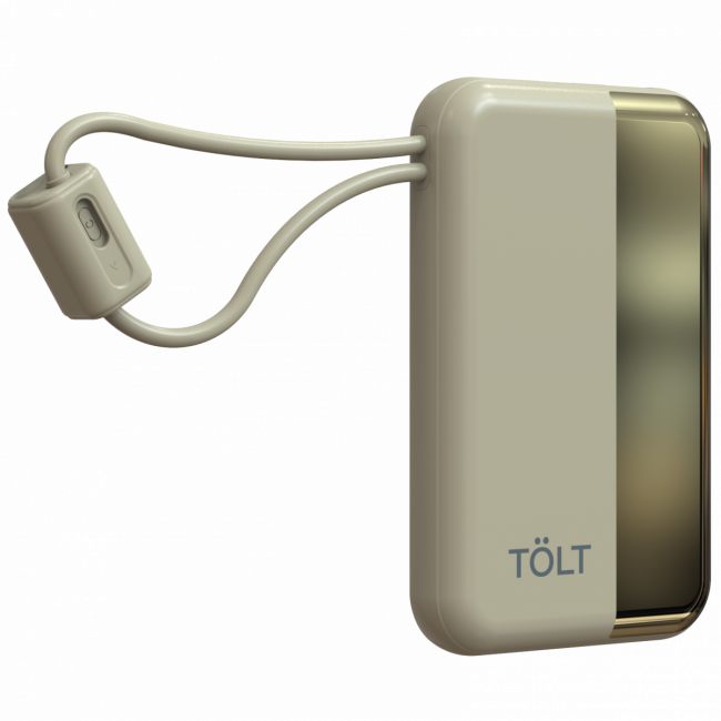 Портативный аккумулятор TOLT Lit KC16, 10000mAh, 22,5W, fast charging and PD, beige, CCC TÖLT KC16 — для бизнеса и офиса