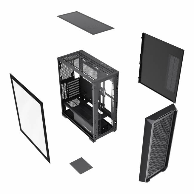 Корпус без блока питания HSPD F750-TGBK — для бизнеса и офиса