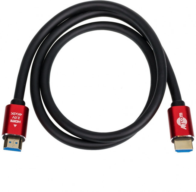 Кабель HDMI 5 m (Red/Gold, в пакете)  VER 2.0 ATcom HDMI 2.0 (m) - HDMI 2.0 (m) 5 м — для бизнеса и офиса