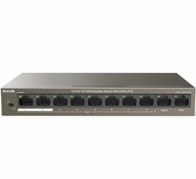 Коммутатор Tenda TEF1110P-8-63W — для бизнеса и офиса