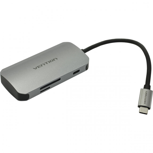 Мультифункциональный хаб Vention USB-C > USB 3.0x3/SD/TF/PD Мультифункциональный хаб Vention USB 3.1 M/USB 3.0 F x 3/USB Type C F/TF F/SD F (TNHHB)