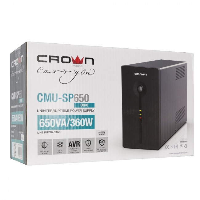 Источник бесперебойного питания Crown CMU-SP650 EURO — для бизнеса и офиса
