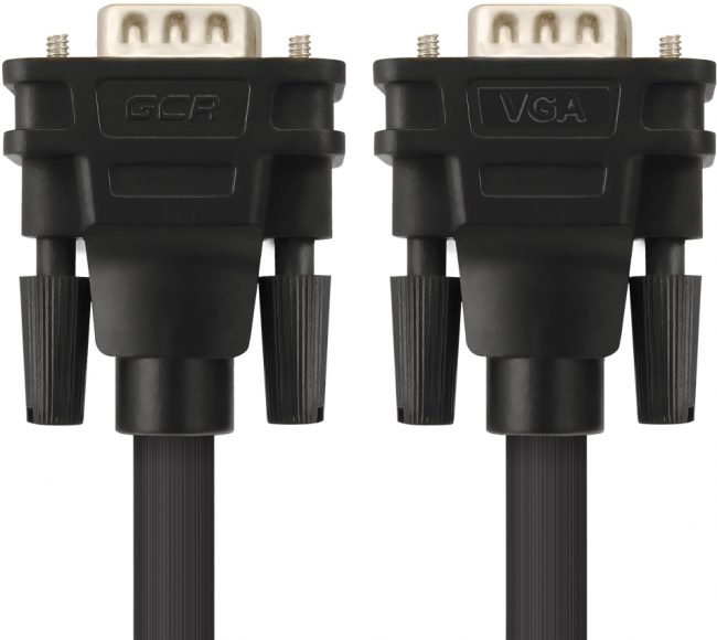 Greenconnect Кабель SVGA 10.0м чёрный, позолоченные контакты, ферритовые кольца, OD8.0mm. 15M / 15M Premium GCR-VM2VM2-10.0m, 28/28 AWG, двойной экран Greenconnect VGA (m) - VGA (m) 10м — для бизнеса и офиса