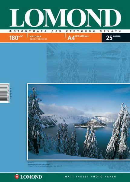 Фотобумага Lomond матовая односторонняя (0102037), A4, 180 г/м2, 25 л. — для бизнеса и офиса