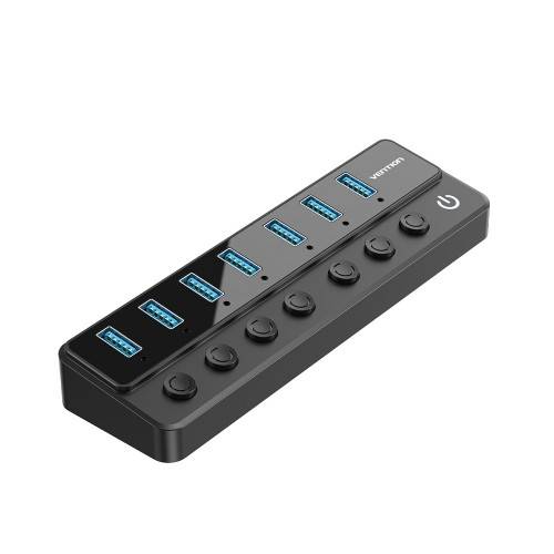 Концентратор Vention OTG USB 3.0 на 7 портов Черный Vention CHXB0 — для бизнеса и офиса Концентратор Vention OTG USB 3.0 на 7 портов Черный Vention CHXB0 — для бизнеса и офиса