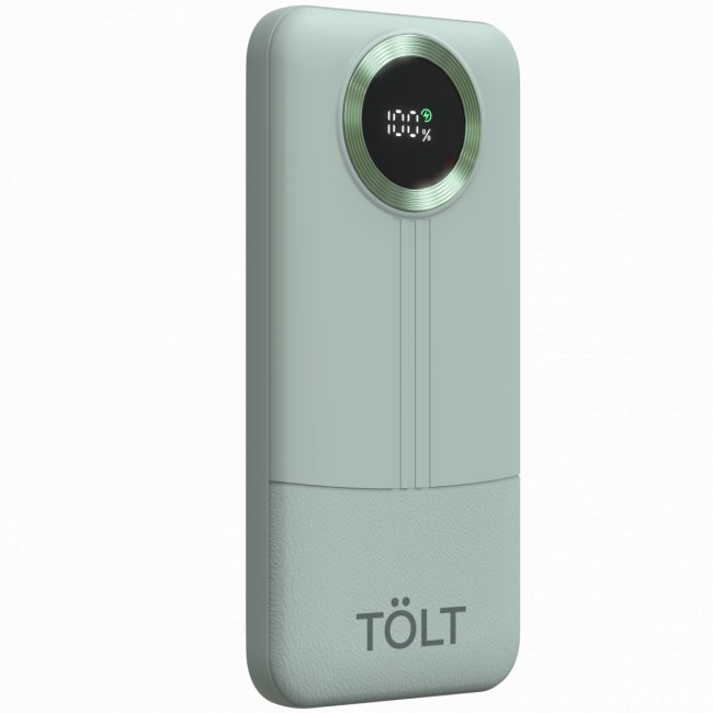 Портативный аккумулятор TOLT Lit KP128 Green, 10000mAh, 22,5W, fast charging and PD, green, CCC TÖLT KP128 Green — для бизнеса и офиса Портативный аккумулятор TOLT Lit KP128 Green, 10000mAh, 22,5W, fast charging and PD, green, CCC TÖLT KP128 Green — для бизнеса и офиса