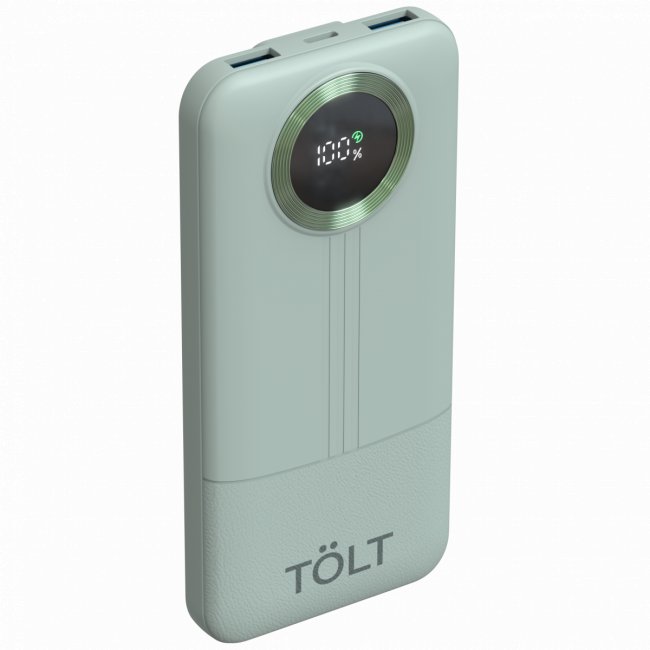 Портативный аккумулятор TOLT Lit KP128 Green, 10000mAh, 22,5W, fast charging and PD, green, CCC TÖLT KP128 Green — для бизнеса и офиса Портативный аккумулятор TOLT Lit KP128 Green, 10000mAh, 22,5W, fast charging and PD, green, CCC TÖLT KP128 Green — для бизнеса и офиса