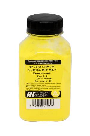 Тонер Hi-Black для HP CLJ Pro M252/MFP M277, Химический, Тип 2.5, Y, 60 г, банка