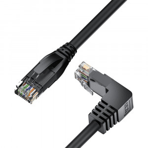 GCR Патч-корд прямой 5.0m UTP кат.5e, черный, верхний угол, литой, ethernet high speed, RJ45, T568B Greenconnect GCR-53933