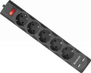 Сетевой фильтр Defender DFS 753 3,0 м, 5 розеток, 2xUSB, 2.1A Defender DFS 753 (3 м, 5 розеток)