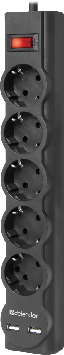 Сетевой фильтр Defender DFS 753 3,0 м, 5 розеток, 2xUSB, 2.1A Defender DFS 753 (3 м, 5 розеток)