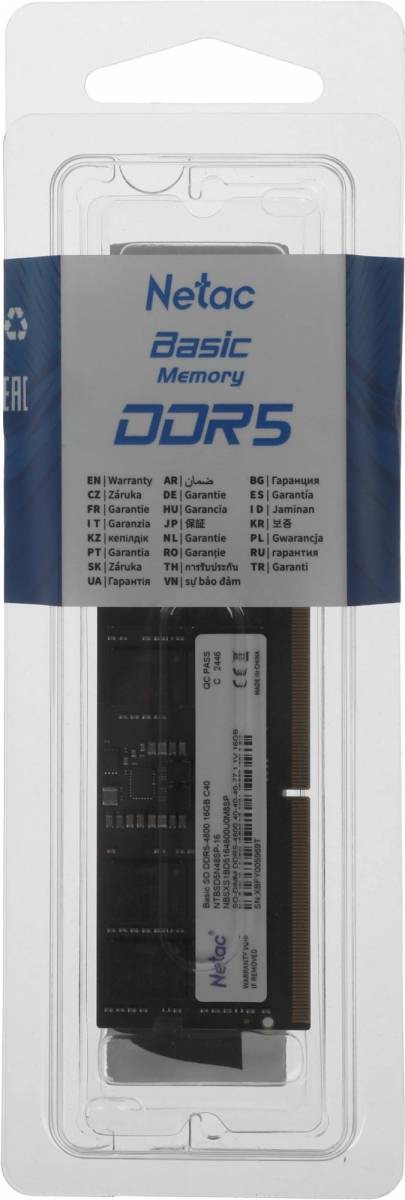 Модули памяти для ноутбука Netac NTBSD5N48SP-16 — для бизнеса и офиса