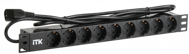 PDU 9 розеток DIN49440 (нем. cтанд.) 1U, шнур 2м вилка IEC 320 C14, алюминиевый профиль, черный ITK PH22-9D2 — для бизнеса и офиса PDU 9 розеток DIN49440 (нем. cтанд.) 1U, шнур 2м вилка IEC 320 C14, алюминиевый профиль, черный ITK PH22-9D2 — для бизнеса и офиса