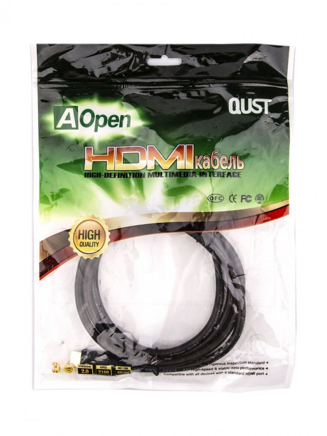 Кабель HDMI 19M/M ver 2.0, 1.5М  Aopen/Qust <ACG517-1.5M> VCOM HDMI (m) - HDMI (m) 1.5м
