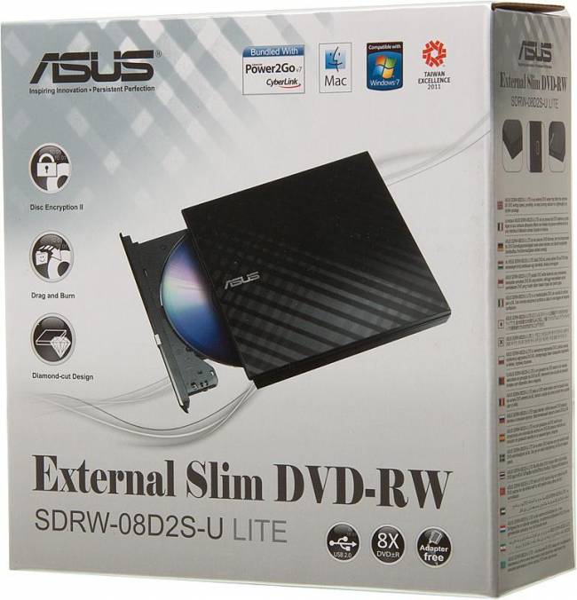 Привод DVD-RW ASUS SDRW-08D2S-U LITE/BLK/G/AS — для бизнеса и офиса