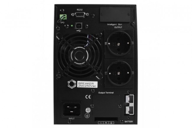 ИБП POWERMAN Online 3000, LCD, двойного преобразования, 3000ВА, 2700Вт, 2 евророзетки с резервным питанием, USB, RS232, слот SNMP, разъем EPO, внешний блок батарей (в комплект не входит),  215 х 315 х 475 мм., 8.9 кг. Powerman Online 3000 Plus