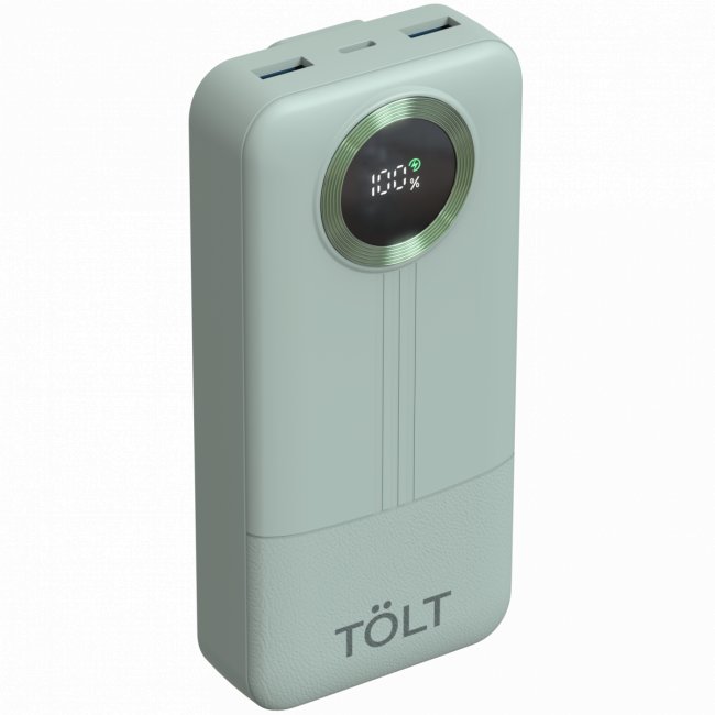 Портативный аккумулятор TOLT Lit KP228 Green, 20000mAh, 22,5W, fast charging and PD, green, CCC TÖLT KP228 Green — для бизнеса и офиса Портативный аккумулятор TOLT Lit KP228 Green, 20000mAh, 22,5W, fast charging and PD, green, CCC TÖLT KP228 Green — для бизнеса и офиса