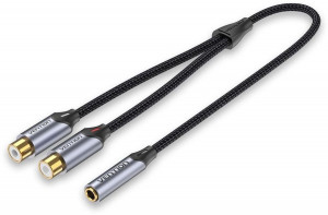 Переходник-разветвитель Vention гибкий Jack 3.5 mm F / 2RCA  F - 0.3м Vention гибкий Jack 3.5 mm F  /  2RCA F - 0.3 м