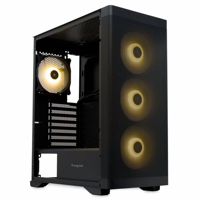 Корпус без блока питания HSPD M520-TGBK-ARGB — для бизнеса и офиса