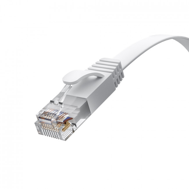 GCR Патч-корд PROF плоский прямой 10.0m, UTP медь кат.6, белый, 30 AWG, ethernet high speed 10 Гбит/с, RJ45, T568B, GCR-52849 Greenconnect RJ45(m) - RJ45(m) Cat. 7 U/UTP PVC 10м