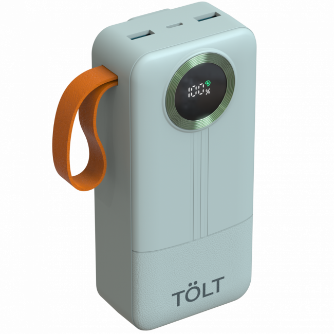Портативный аккумулятор TOLT Lit KP328 Green, 30000mAh, 22,5W, fast charging and PD, green, CCC TÖLT KP328 Green — для бизнеса и офиса