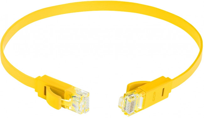 Greenconnect Патч-корд PROF плоский прямой 0.3m, UTP медь кат.6, желтый, позолоченные контакты, 30 AWG, ethernet high speed 10 Гбит/с, RJ45, T568B Greenconnect RJ45(m) - RJ45(m) Cat. 6 U/UTP PVC 0.3м жёлтый — для бизнеса и офиса